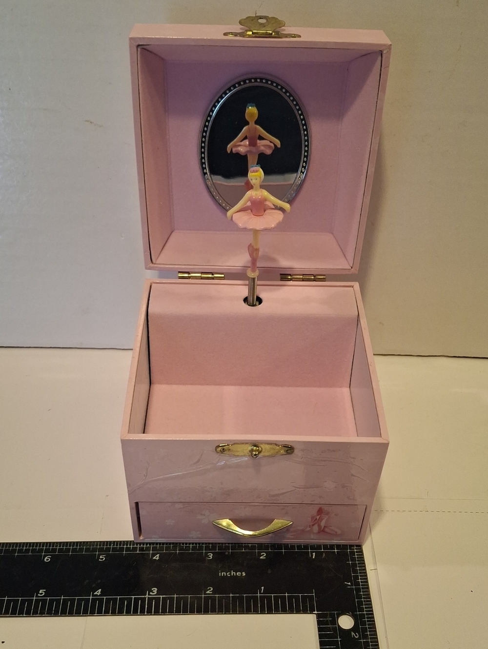 Pink Ballerina Musical Jewelry Box with Mirror